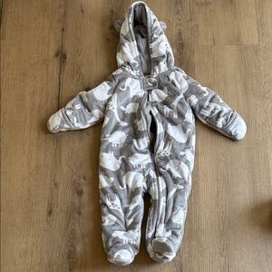 Cozy Gray Animal Print Kids One Piece Snowsuit